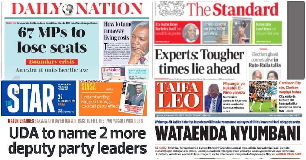 Kenyan newspaper headlines.