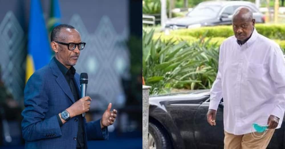 Collage of Rwandan president Paul Kagame (l) and Uganda's President Yoweri Museveni (r). Photo: Kagame/ Museveni.