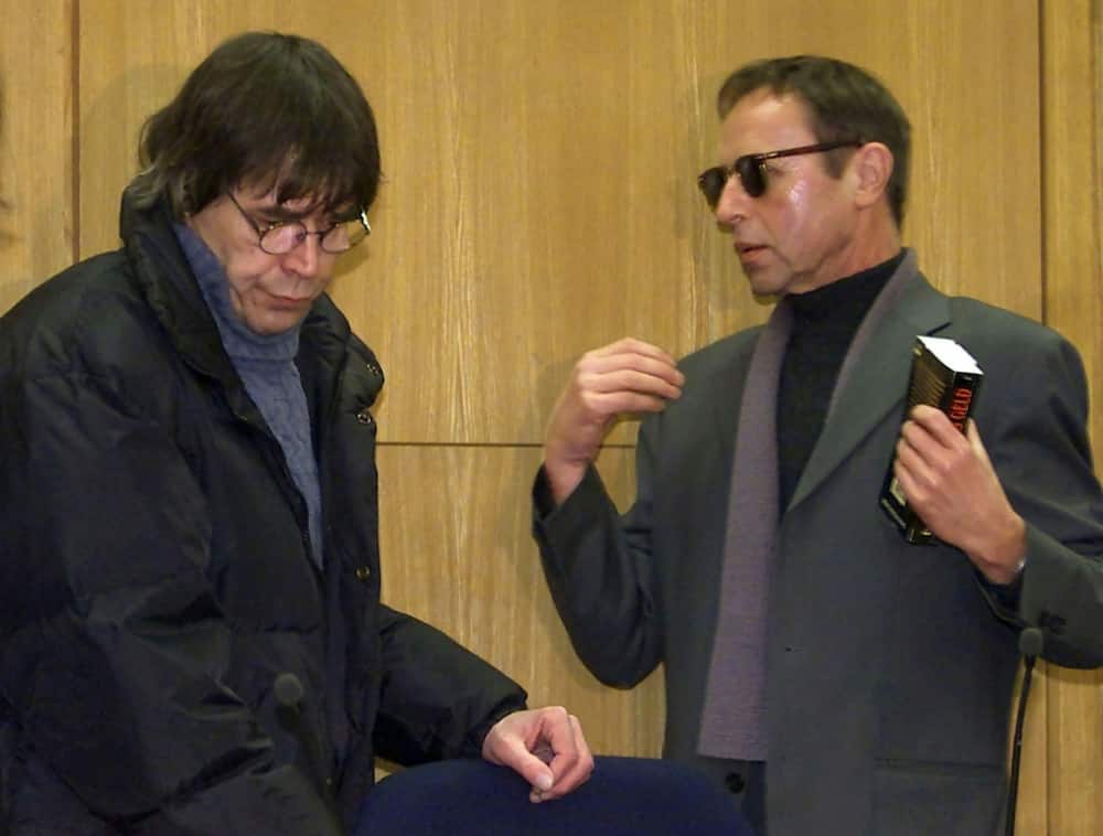 Klein (left) in 2001 during his trial in Germany