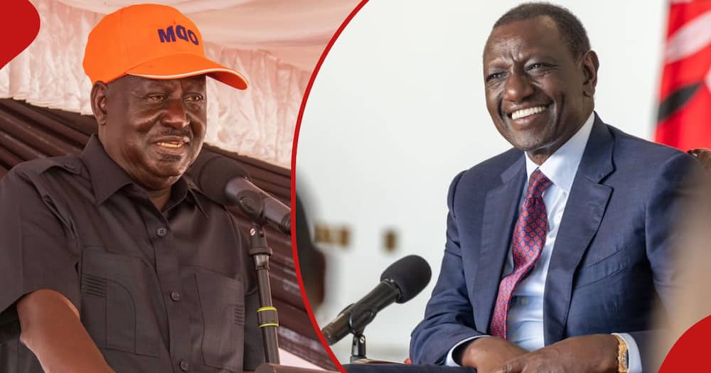 Raila Odinga (left frame). President William Ruto (right frame) accused of making Kenyans believe they are highly taxed.