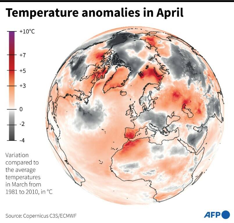 Temperature anomalies in April