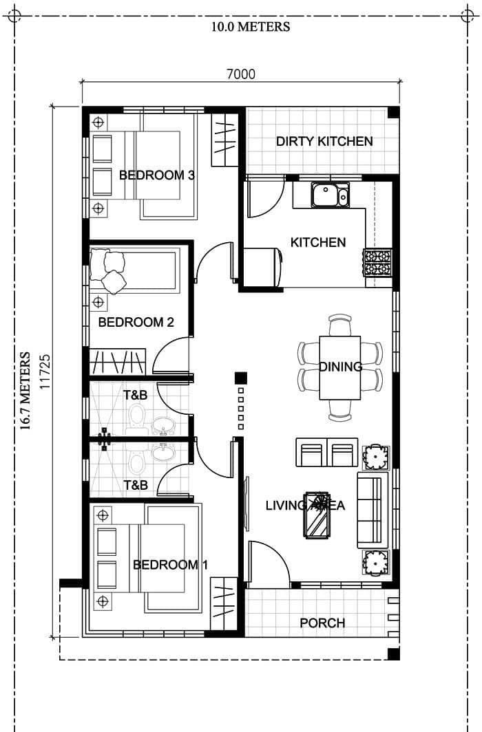low-budget modern 3-bedroom house designs