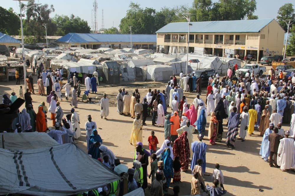 Voters queue during local elections in Maiduguri on November 28, 2020.