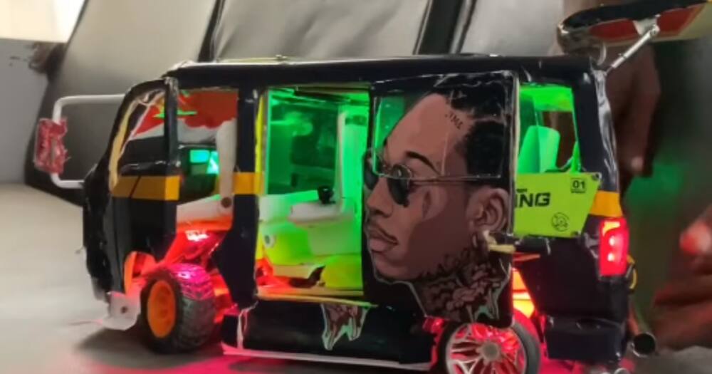 Kenyan man impresses netizens after building incredible matatu toy