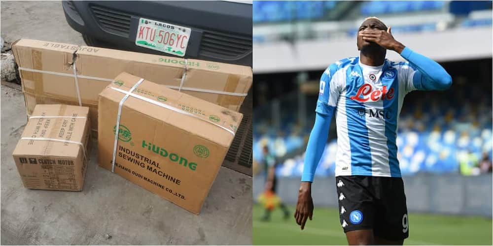 Super Eagles star blesses Nigerian man who only begged him for sewing machine to feed her family