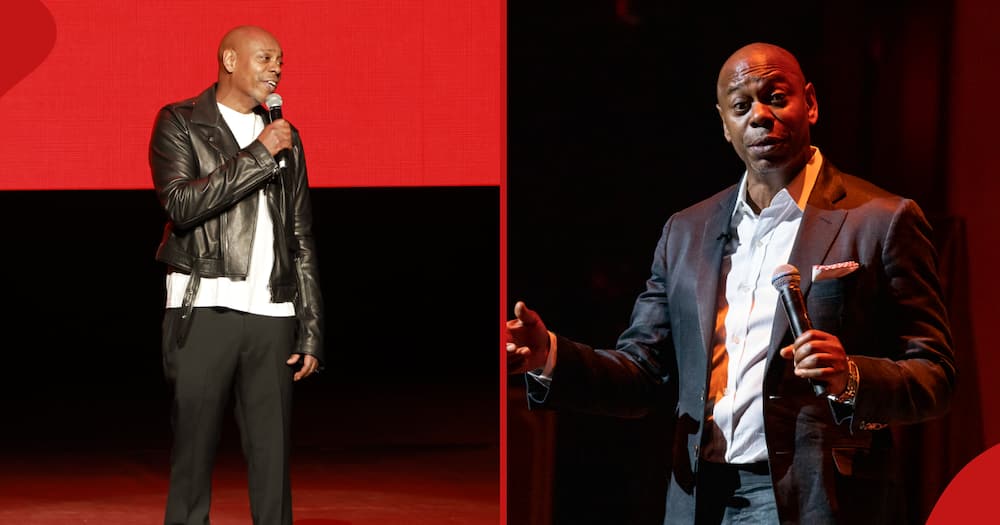 Dave Chappelle in both frames during his live performances.