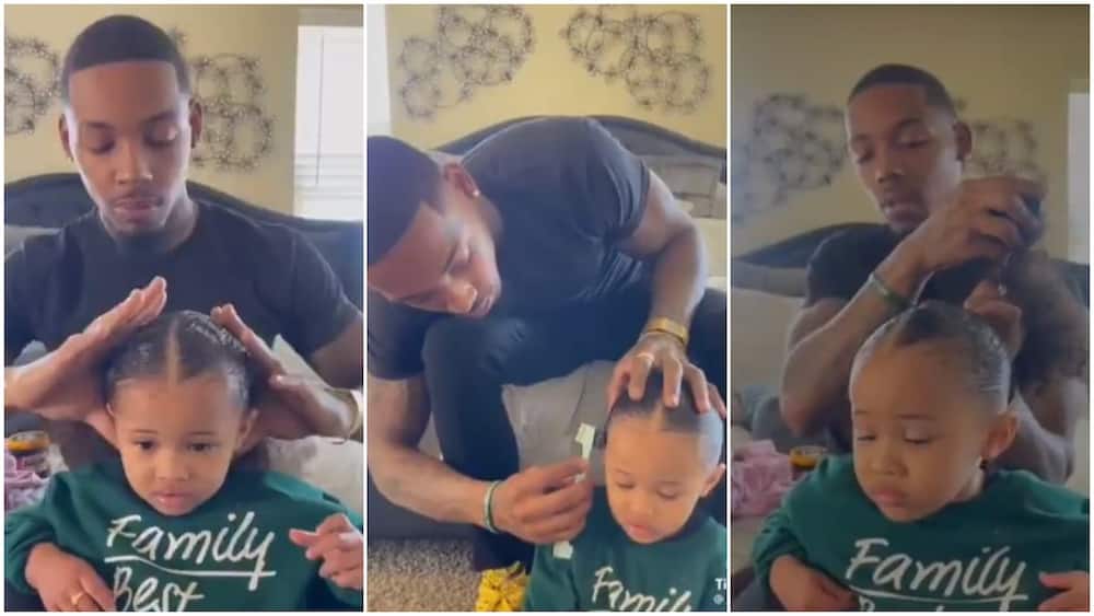 Heartmelting Video Captures Cute Moment Father Makes Hair for his Daughter with Great Kkill, many Praise him