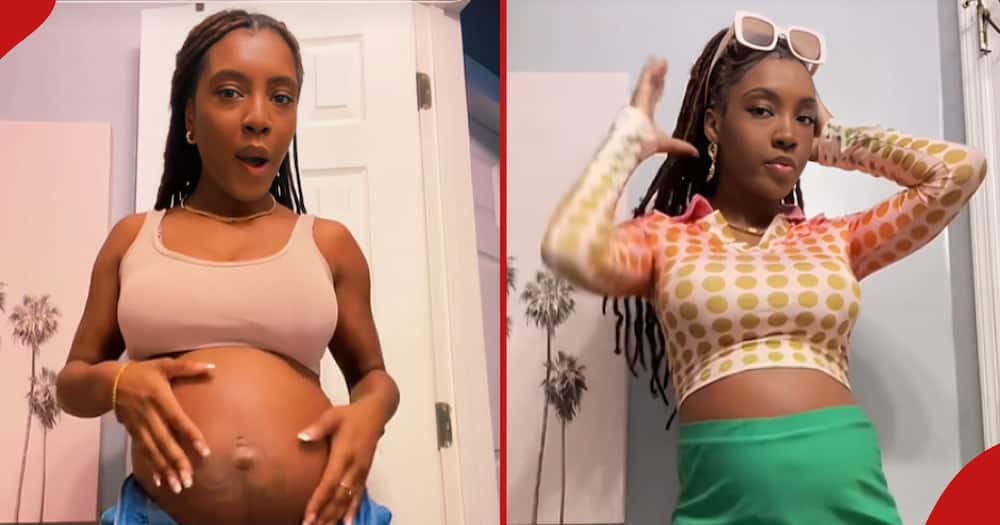 Mum-to-be Nia Nicole shows off her pregnancy bump.