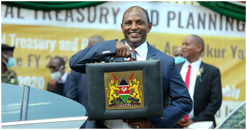 Treasury CS Ukur Yatani poses with the budget briefcase.