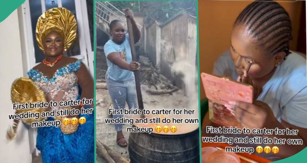 Mixed reactions as a bride cooks and does her own makeup on her wedding day.