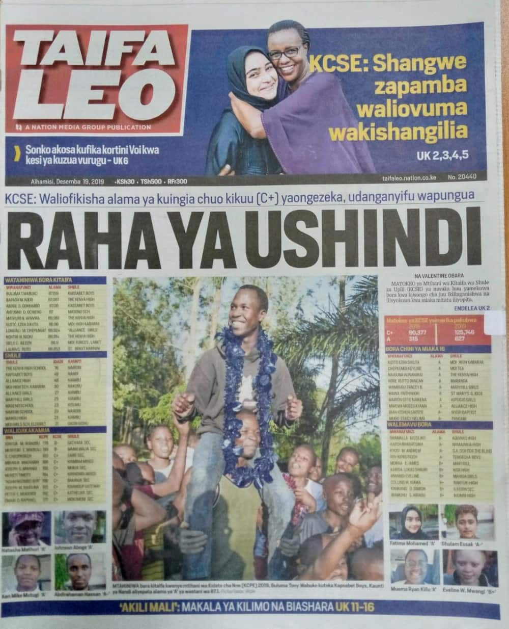 Magazeti ya Alhamisi, Disemba 19: Waliowika KCPE 2015 wazimwa KCSE 2019