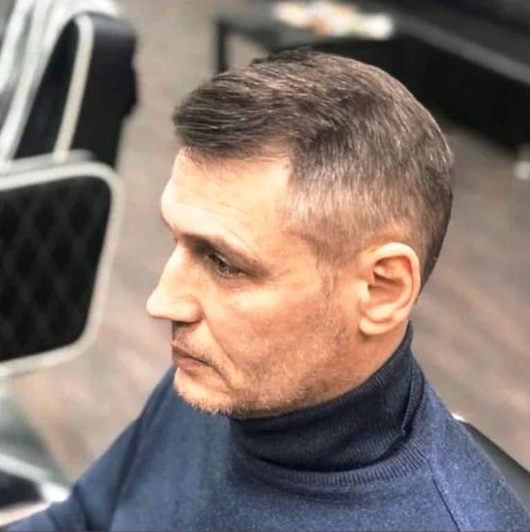 Tapered crew cut hairstyle for thinning hair
