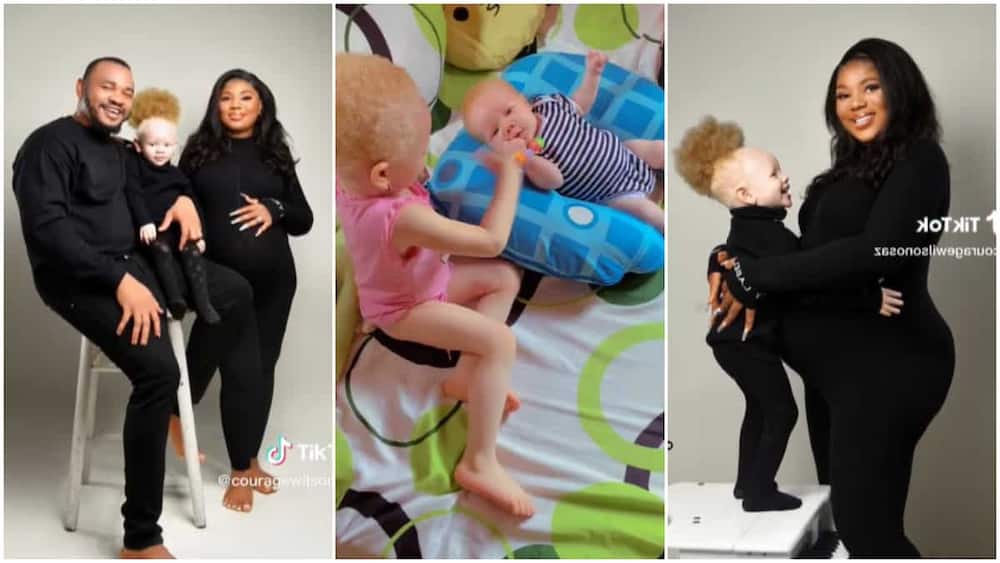 Cute family goals/woman gave birth to albino kids.