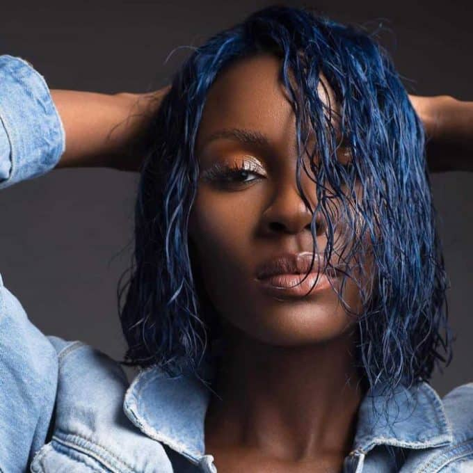 midnight blue hair color on black women