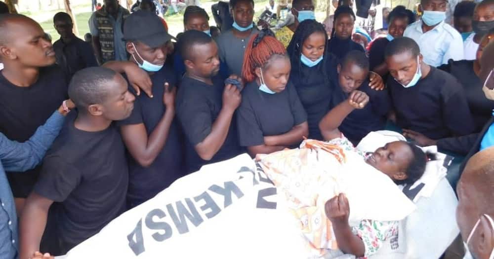 Bomet Woman attended her husband's burial in an ambulance.