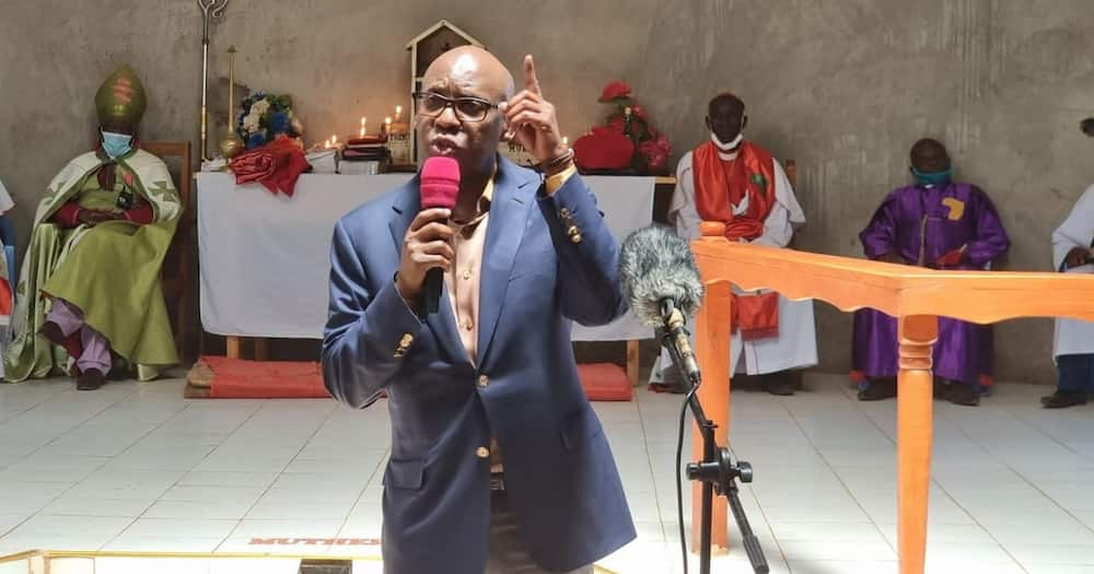 Jimi Wanjigi addresses a church congregation earlier this year