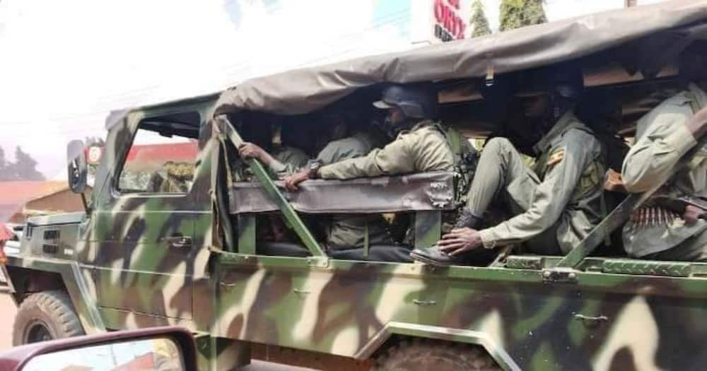 Armed officers also surrounded former presidential candidate Kizza Besigye's home ahead of the event. Photo: Bobi Wine.