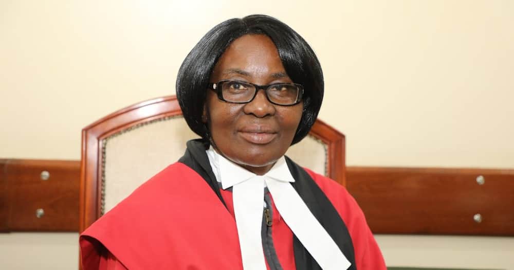 Lady Justice Hannah Okwengu is also on the bench.