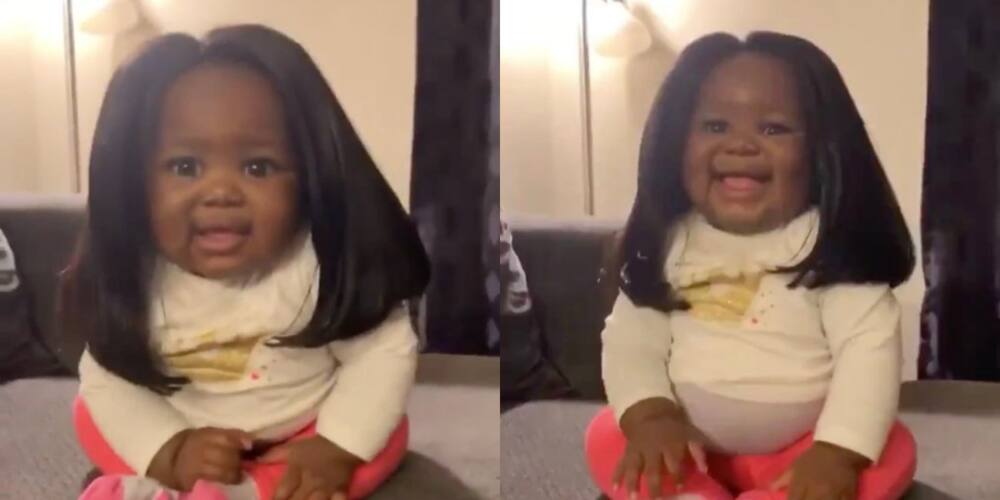 Mom films adorable baby wearing a wig, video goes viral: "So cute"