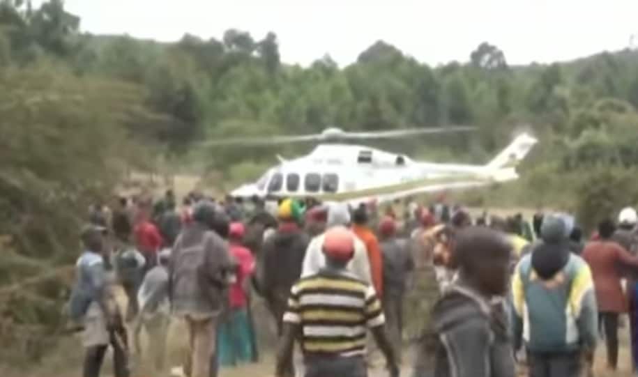 Governor Nyoro uses police chopper to escape after chaos erupt during Kajiado peace meeting