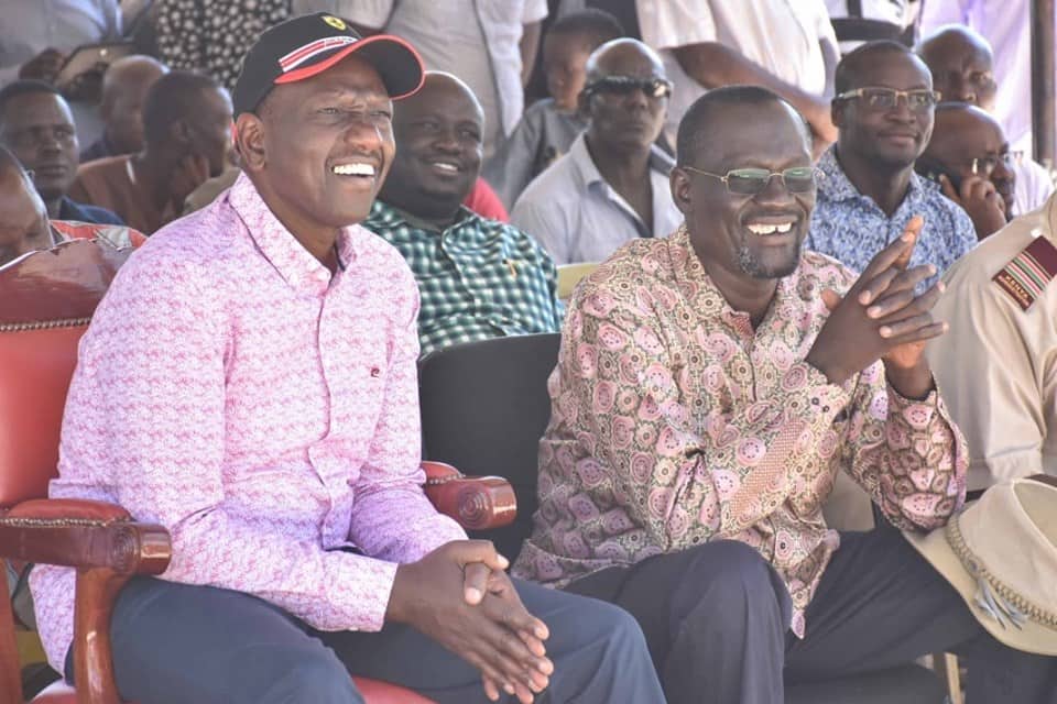Deputy President William Ruto (left) with Turkana county Governor Josephat Nanok at a past public meeting. Photo: William Ruto.