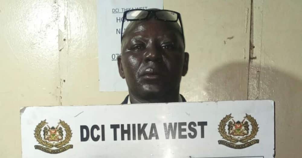 Kikuyu police station inspector Davis Simiyu when he was arrested.