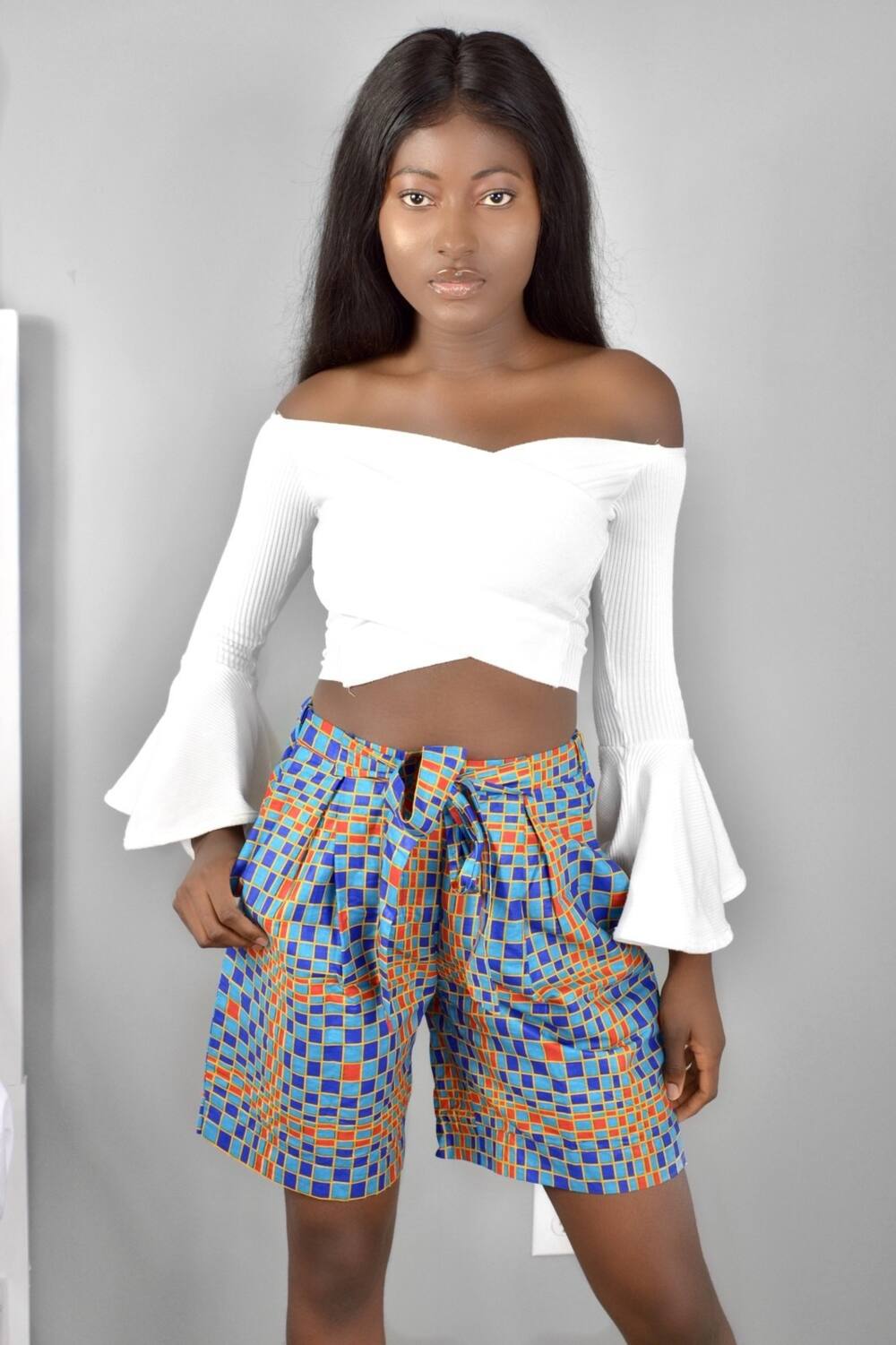 High-waist Ankara shorts and tops for ladies