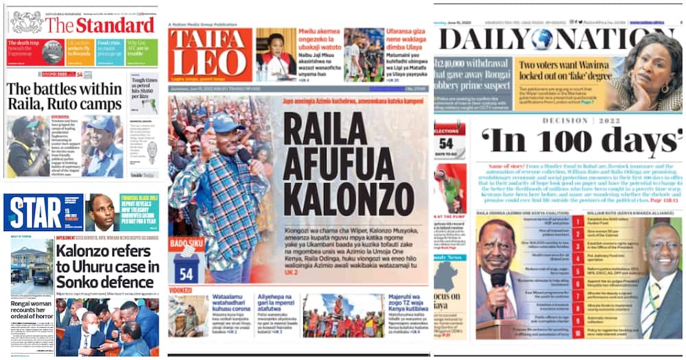 Kenyan newspapers' front pages.