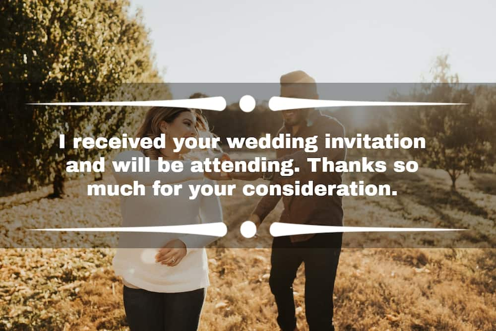 Formal reply to a wedding invitation