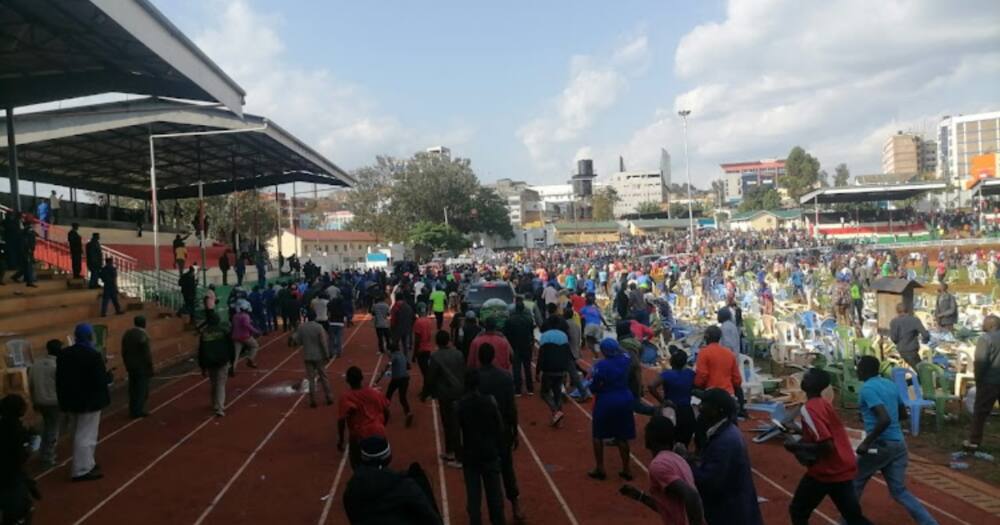 Chairs broken after chaos erupted in Kisii.