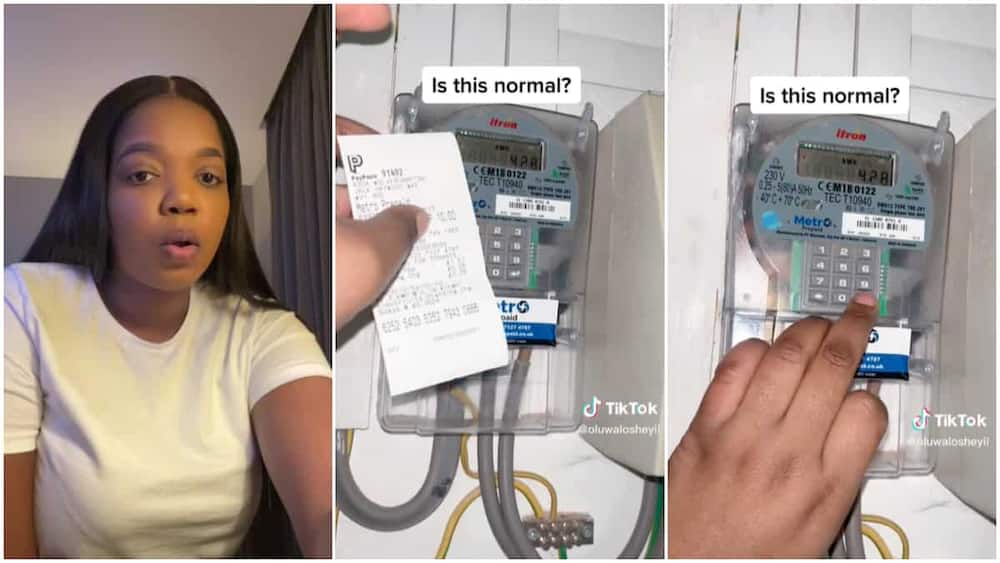 Electricity cost in UK/Nigeran lady checks metre.