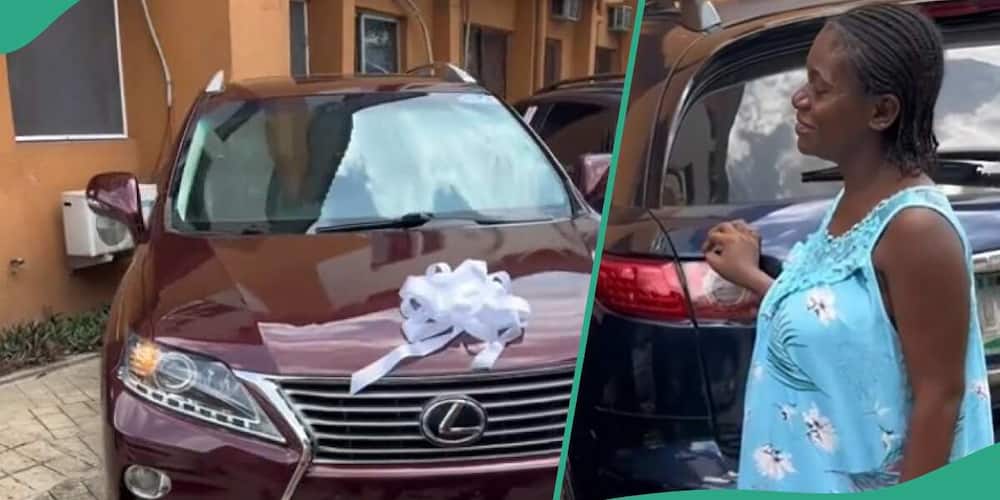 Nigerian lady gets car gift.