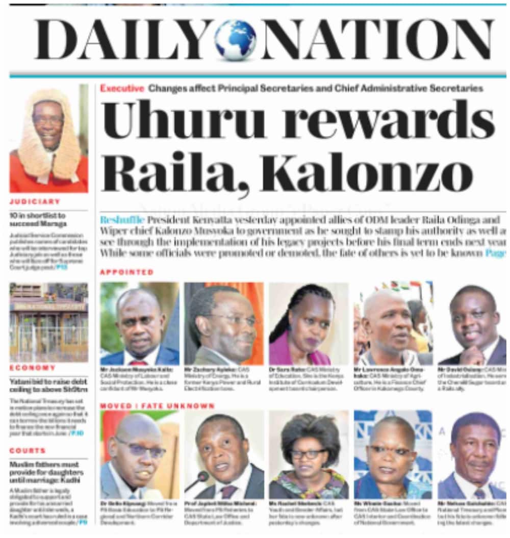 Daily Nation newspaper for February 18. Photo: UGC.