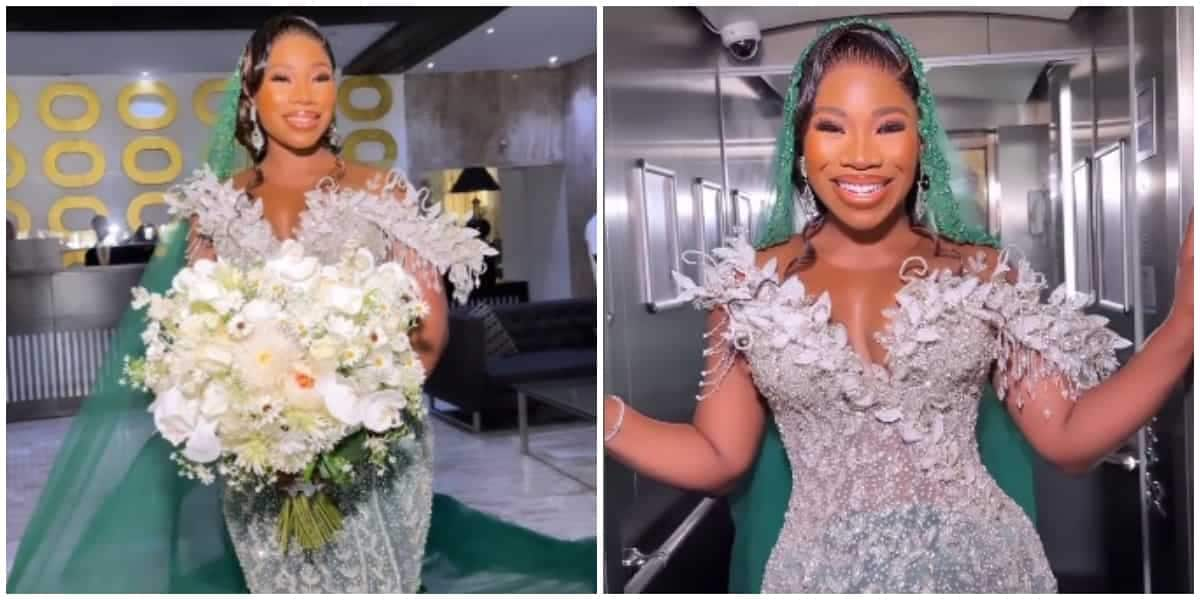 Video de Lady Rocking vestido de novia verde de dos tonos cautiva a los amantes de la moda: «Tan hermoso»