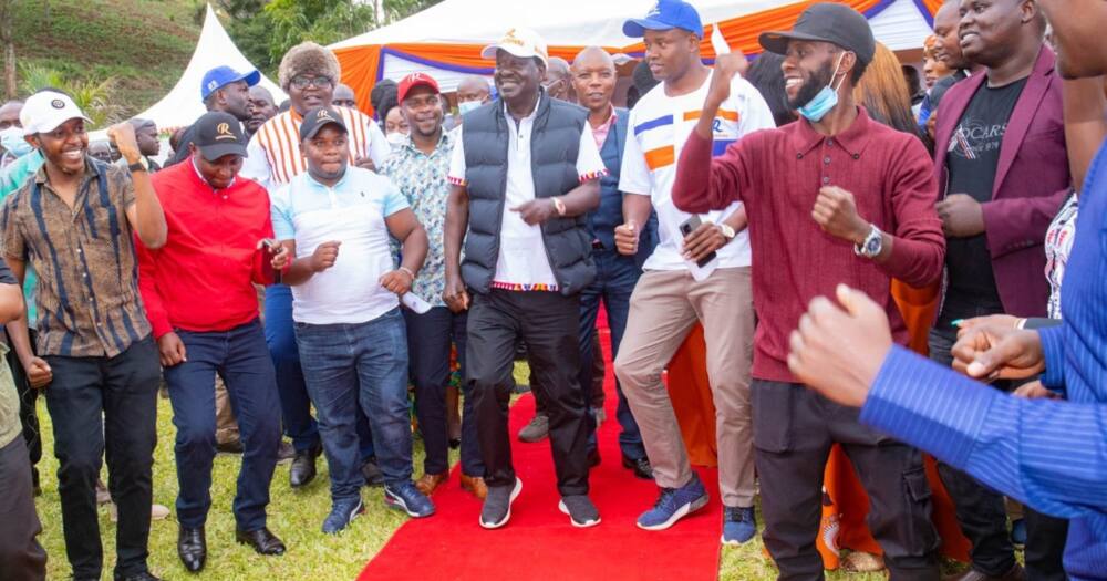 The ODM chief was in Nyeri for his Azimio la Umoja campaigns.