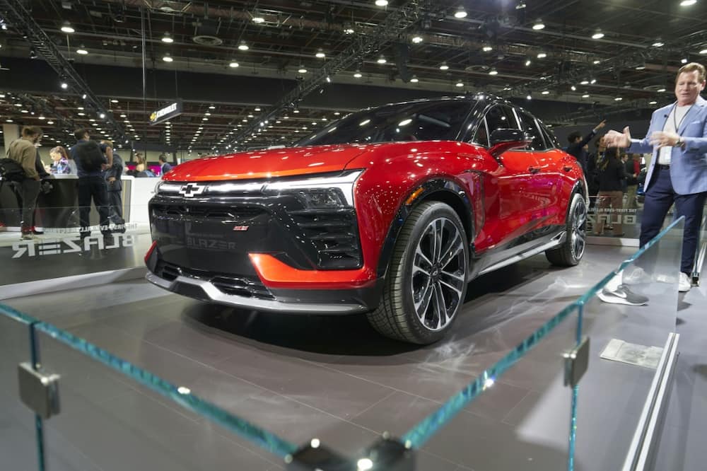 The Chevy Trailblazer EV sits on the show floor at the 2022 North American International Auto Show in Detroit, Michigan, on September 14, 2022