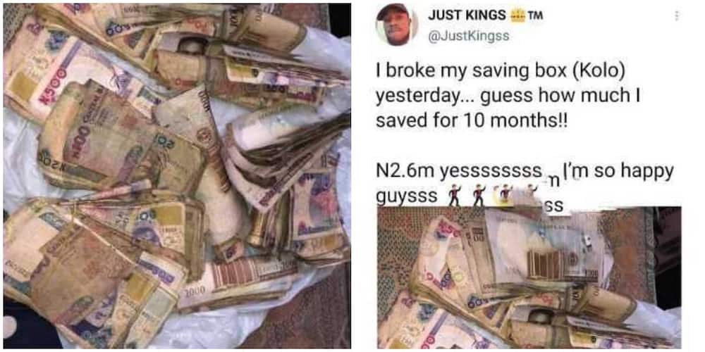 Mixed reactions as man breaks piggybank to find N2.6m after saving for 10 months