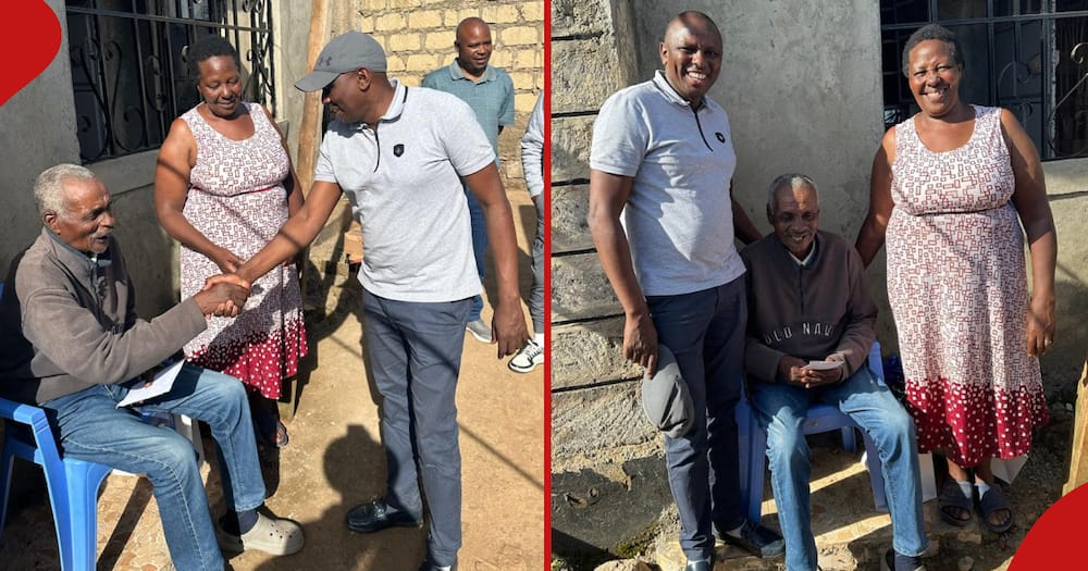 Collage of Kimani Ichung'wah and his former classmates visiting Mr Njoroge.