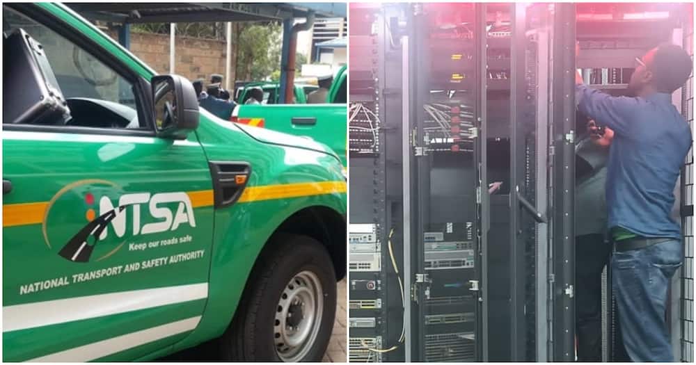 NTSA road safety vehicle, beside data engineer installing the data enterprise centre.