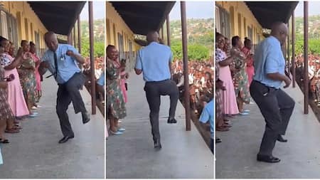 School Principal in Blue Shirt Dances on Assembly Ground, Video of His Sweet Moves Trends on TikTok