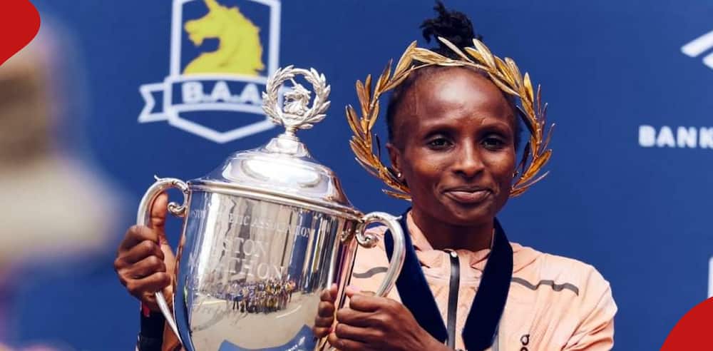 Hellen Obiri. She defended her Boston marathon title