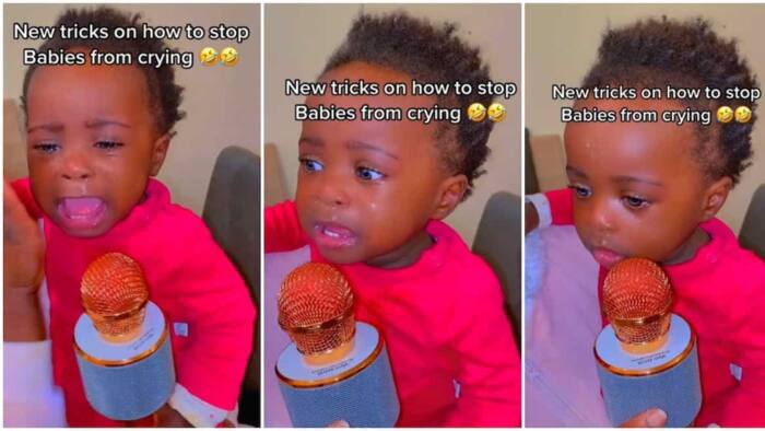 Mother Places Microphone on Toddler's Mouth as She Starts Crying To Make Her Stop: "New Trick"