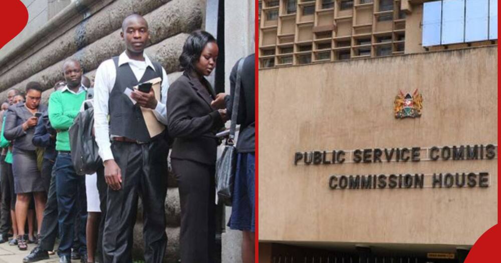 Kenyans queuing at the Public Service Commission of Kenya offices.