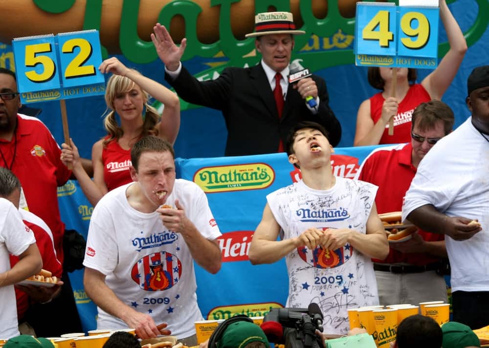 Japan's Takeru Kobayashi won the Nathan's Annual Hot Dog Eating Contest in New York six times in a row before he was beaten by Joey Chestnut
