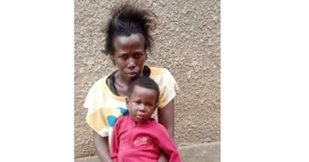 Resty Nakawuka and her ailing daughter.
