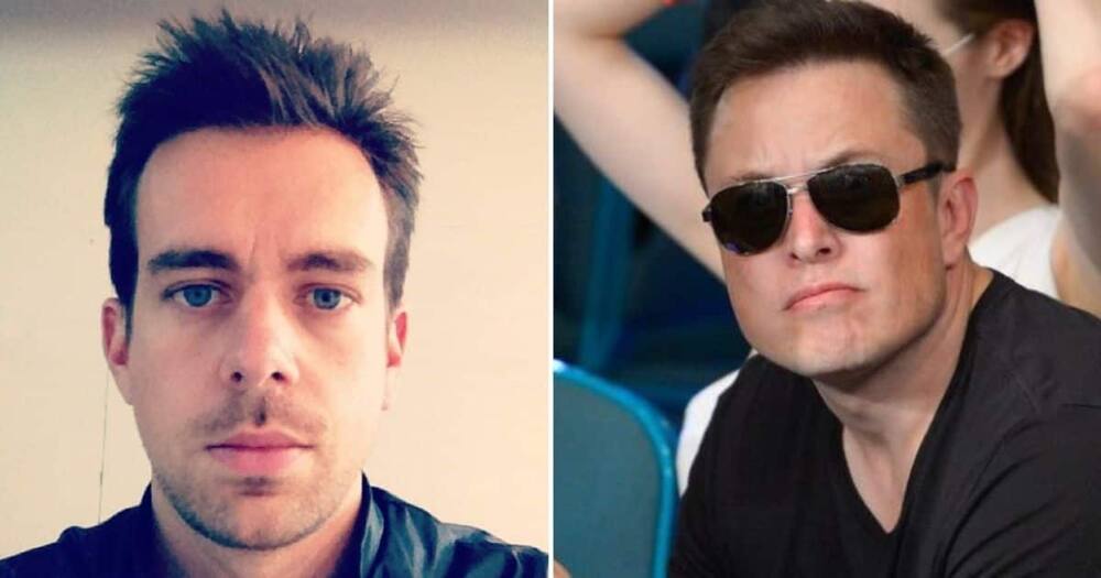 A collage of Jack Dorsey and Elon Musk.