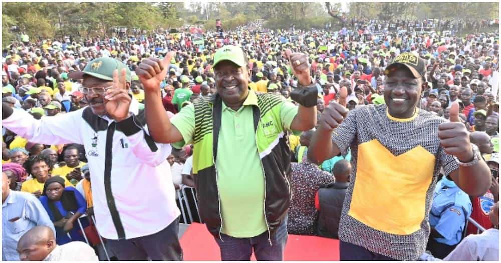 From left: Kenya Kwanza principals Moses Wetangula, Musalia Mudavadi and Deputy President William Ruto. Photo: William Ruto.