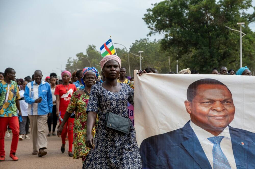 Touadera supporters marched in August to demand constitutional changes enabling him to run for a third term