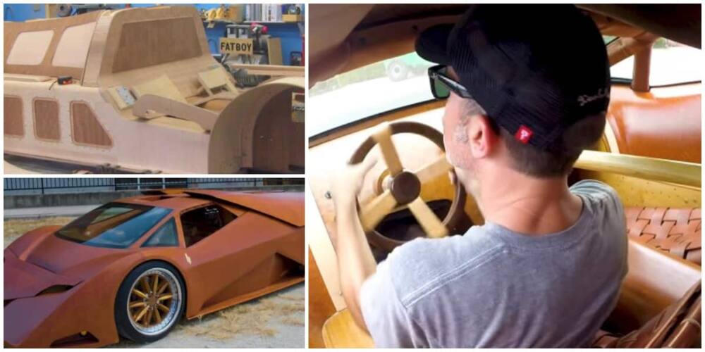 Talented man builds supercar using wood.