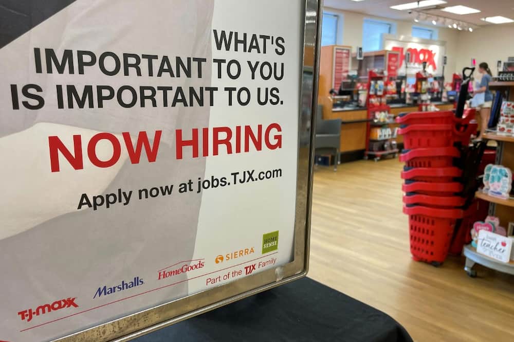 A sign at a T.J. Maxx store in Annapolis, Maryland, on May 16, 2022
